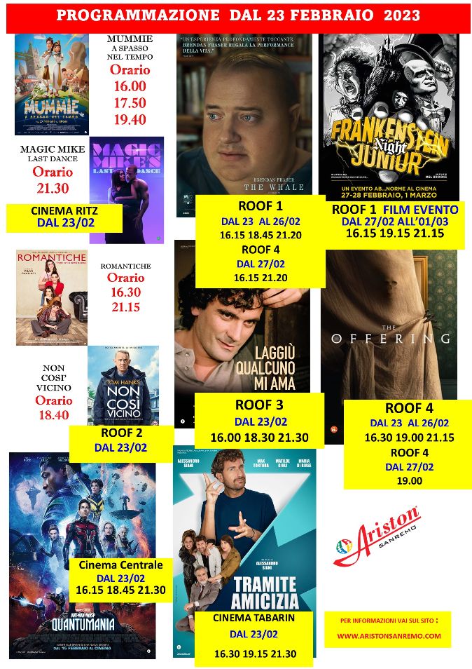  Cinema Sanremo: programmazione da giovedì 23 febbraio