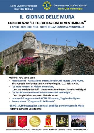 Conferenza “Le fortificazioni di Ventimiglia” il 1° aprile al Forte dell’Annunziata