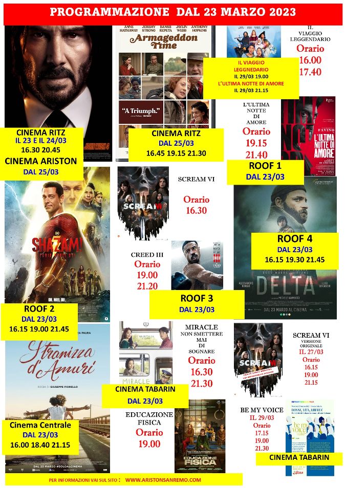 Cinema Sanremo: programmazione dal 23 al 29 marzo 2023