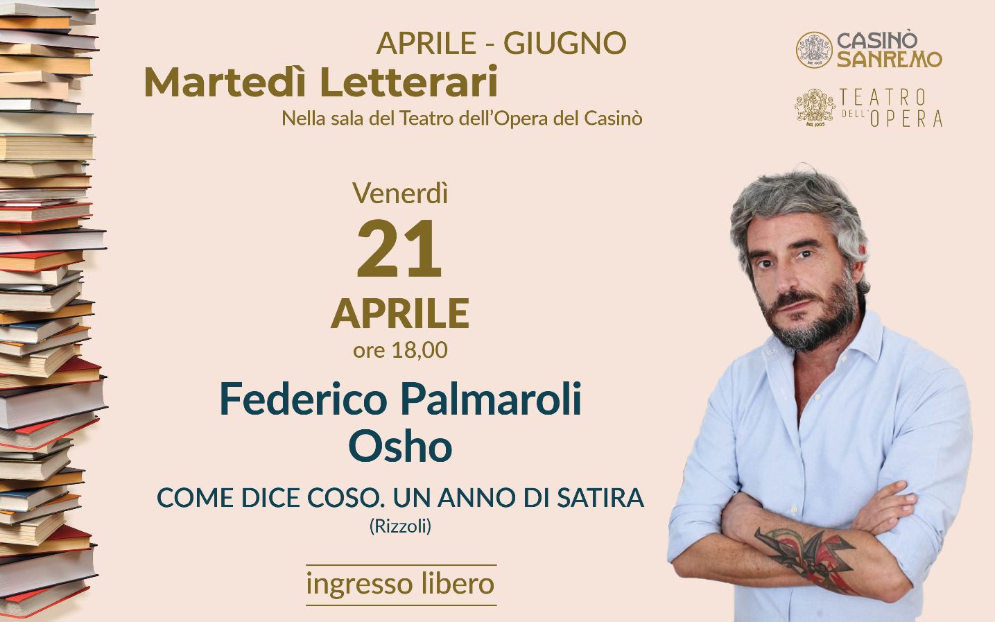 Casinò Sanremo: Osho Federico Palmaroli ai Martedì Letterari il 21 aprile ore 18.00